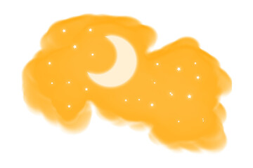 A whimsical golden orange cookie shaped like a ram with a crescent moon detail against a stark black background evoking a celestial or astrological theme