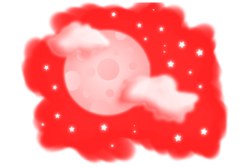 Abstract dark red nebula cloud with scattered stars on black background