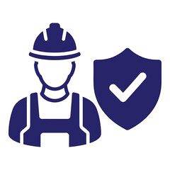 Vector art of construction worker with safety helmet and shield