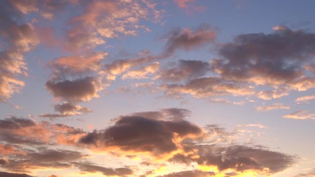 夕焼けと流れる雲のタイムラプス   マジックアワーの空模様 4K