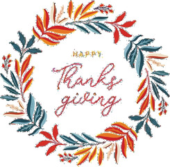 Celebrate Thanksgiving with a stylish autumn leaf wreath bringing warm wishes for a joyful holiday season and a harvest of gratitude
