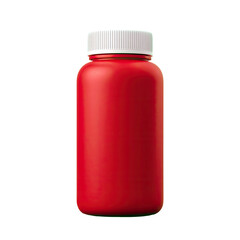 Red plastic pill bottle with white cap