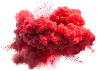 Red volumetric explosion, smoke and light