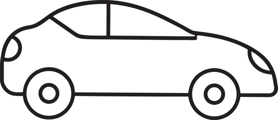 Simple Black and White Line Art Icon of a Modern Car