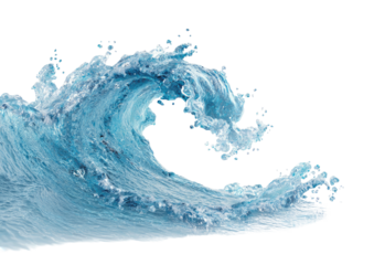 Curling wave crests and foams against a black background