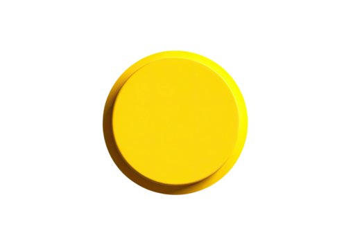 3D yellow circle, isolated on black, raised slightly