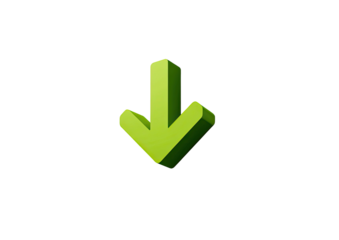 Lime arrow pointing down, slightly tilted, on black