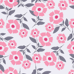 Elegant trendy vector ditsy floral seamless pattern design of beautiful abstract flowers and leaves. Foliage repeat texture background. Suitable for wallpaper, surface printing and textile