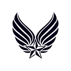 Winged Star Emblem Vector Design