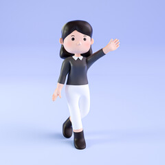 3D rendered cartoon lady character