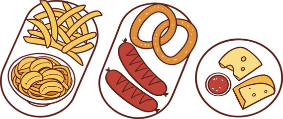Vector illustration of an abstract food background with a skull symbol, perfect for a fresh breakfast design set