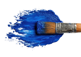 Paintbrush smears vibrant blue on a dark background