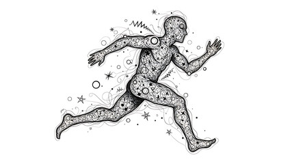 Naklejka premium Abstract human figure in motion, dynamic energy and creativity