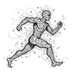 Fototapeta premium Dynamic abstract runner bursts forward with energy and speed