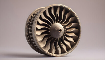 Obraz premium Aircraft turbine wheel printed on metal 3d printer.