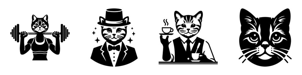 Obraz premium Cats in Various Professions and Activities.