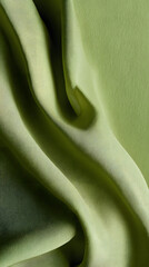 Smooth light green fabric with elegant folds and subtle texture. Fashion concept.