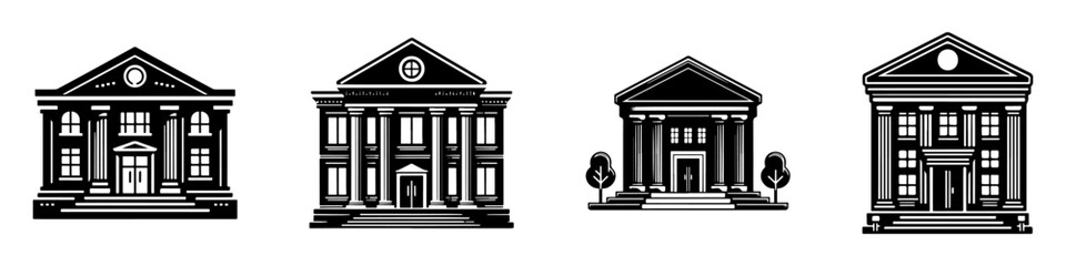 Obraz premium Architectural Icons: A Collection of Building Illustrations.