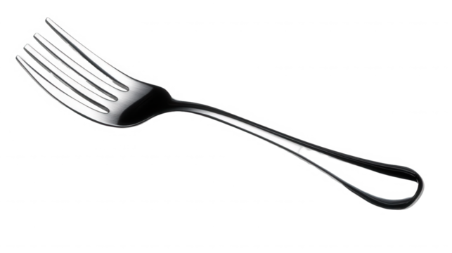 Elegant silver fork against a for culinary designs on transparent background