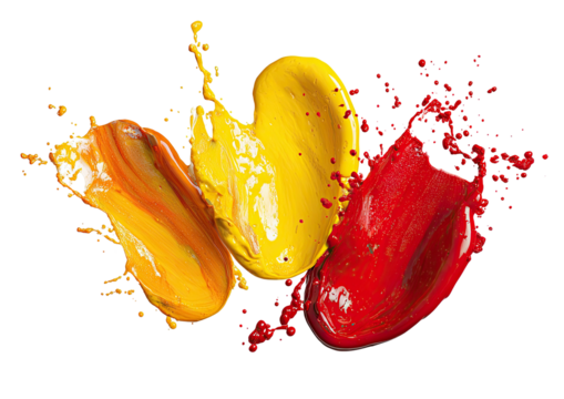 Three colorful paint strokes splatter on black