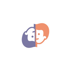 vector icon of two male and female faces