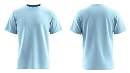 Light blue, crew neck t-shirt, front and back view