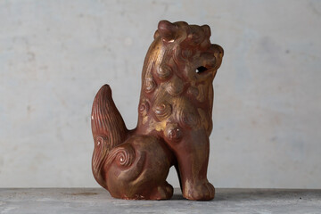 Bizen-yaki Komainu Shishi Guardian Lion Figurine Okayama Japan 1970s Vintage