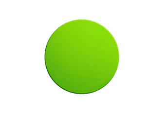 Solid green circle on black backdrop, lit from above