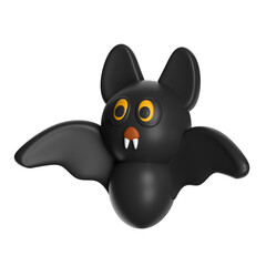 Cute 3D Halloween Bat with Fangs, Glossy Cartoon Character