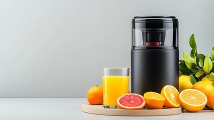 Electric juicer glass orange juice citrus countertop fresh modern kitchen Electric juicer glass