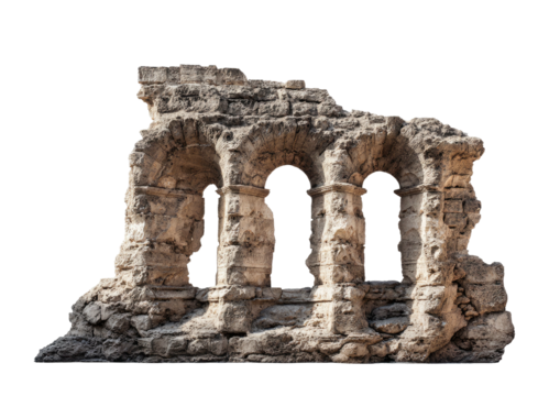 Ruined stone facade with arched openings