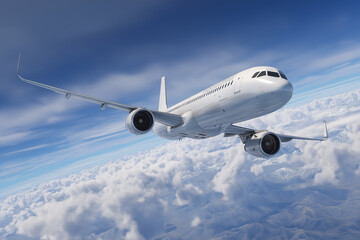 Obraz premium Commercial airplane flying above the clouds