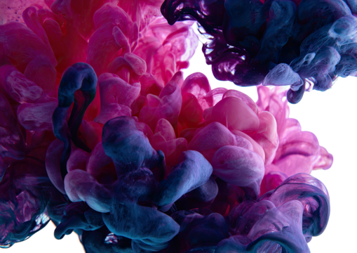 Pink and blue ink swirling in water, abstract beauty