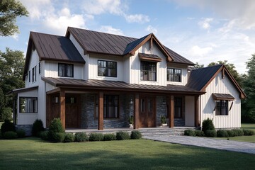 Obraz premium Modern Luxury Home Exterior – Dream House Architecture Design