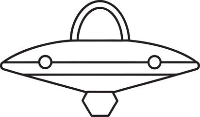 Simple Line Art Icon of a Classic Flying Saucer UFO with a Dome and Lights