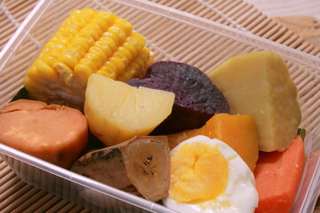 Healthy Steamed Vegetables and Egg Meal Prep in Container