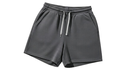 Comfortable dark gray athletic shorts with white drawstring for casual wear and sports