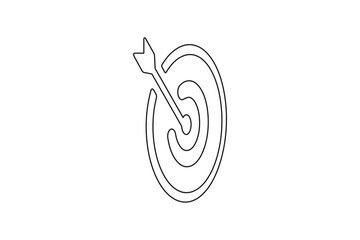 Fototapeta premium Target with arrow icon continuous one line drawing minimalist outline vector illustration 