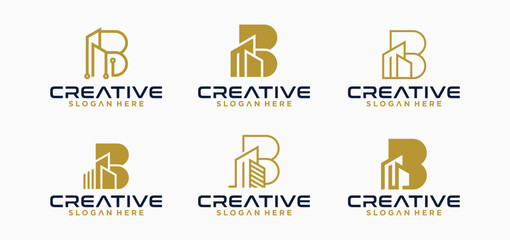 Home and building repair logo design template with a combination of the initial B, the logo b is in the shape of a building.