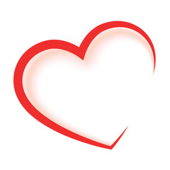 Minimalist Red Heart Outline with Soft Glow on White Background