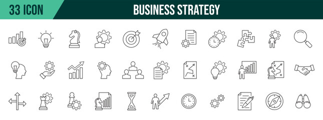 business strategy icon collection, vector, icon templates, resizable.
