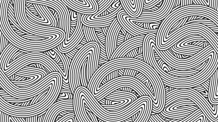abstract black and white line pattern background with curved waves for banner and card design