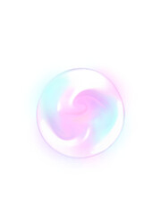 Illustration of a magic ball with pastel colors and transparency, with white spiral light centered in the middle of the ball 