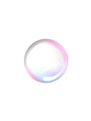 Illustration of a round, transparent soap bubble with a slightly pastel-colored surface and white light reflections