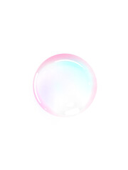 Visual graphic of a round, translucent bubble with a delicately pastel-hued exterior and clear white light refractions
