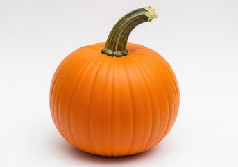 Vibrant orange pumpkin isolated on white background, showcasing its smooth skin, ribbed texture, and sturdy stem, perfect for autumn harvest