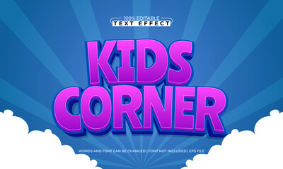 kids corner editable text effect