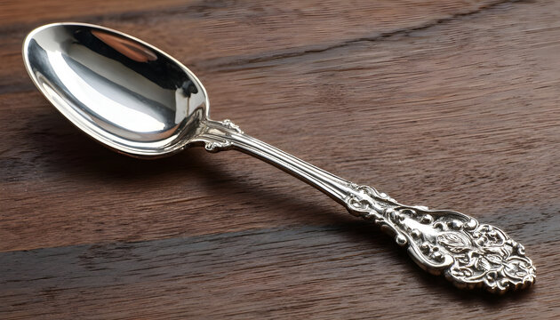 Classic silver tea spoon on the desk