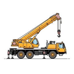 Heavy Duty Yellow Mobile Crane with Extendable Boom and Hook for Lifting Heavy Objects