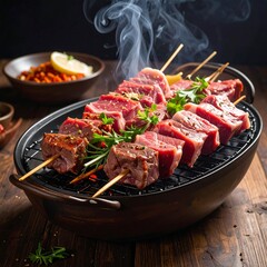 Grilled skewers of meat